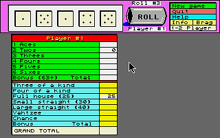 Yahtzee atari screenshot